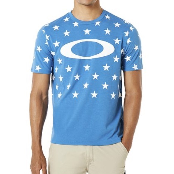 Oakley Star Print California Blue T Shirt Men’s size 2XL - Picture 9 of 9